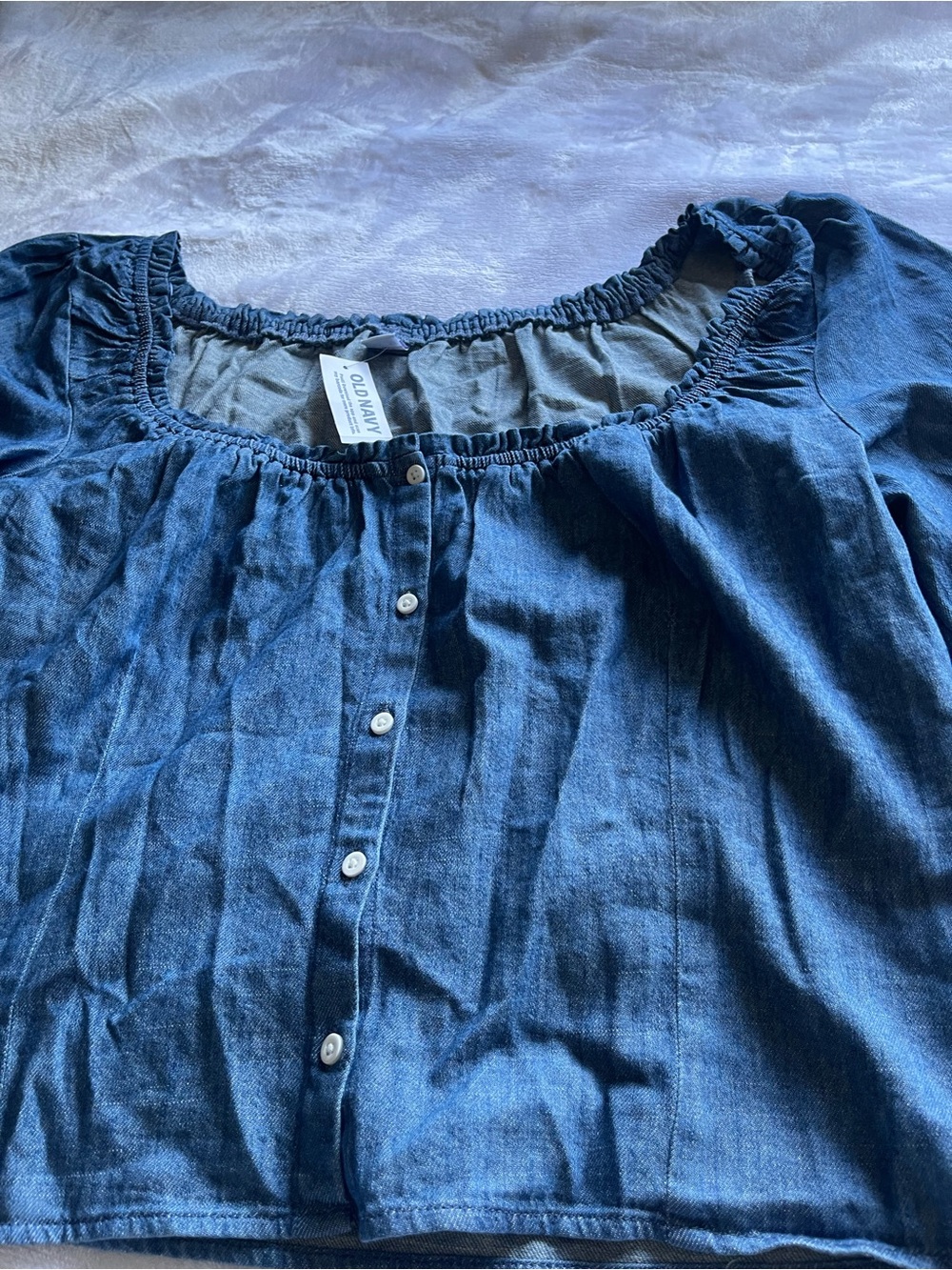 Old Navy Blue Button-Front Peasant Blouse